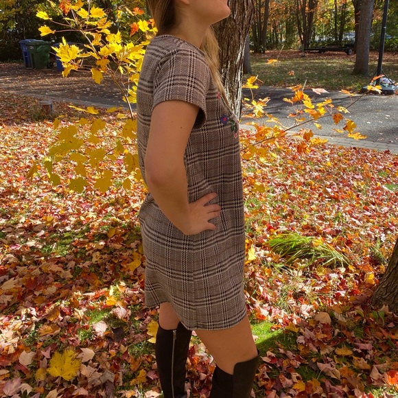 Zara houndstooth dress with ornament size L - Picture 5 of 13